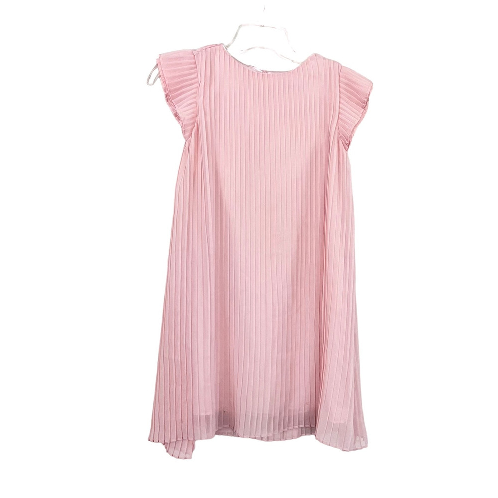 BCBG Girls'Pink Fortuny Pleated Chiffon Shift A-Line Dress size 5